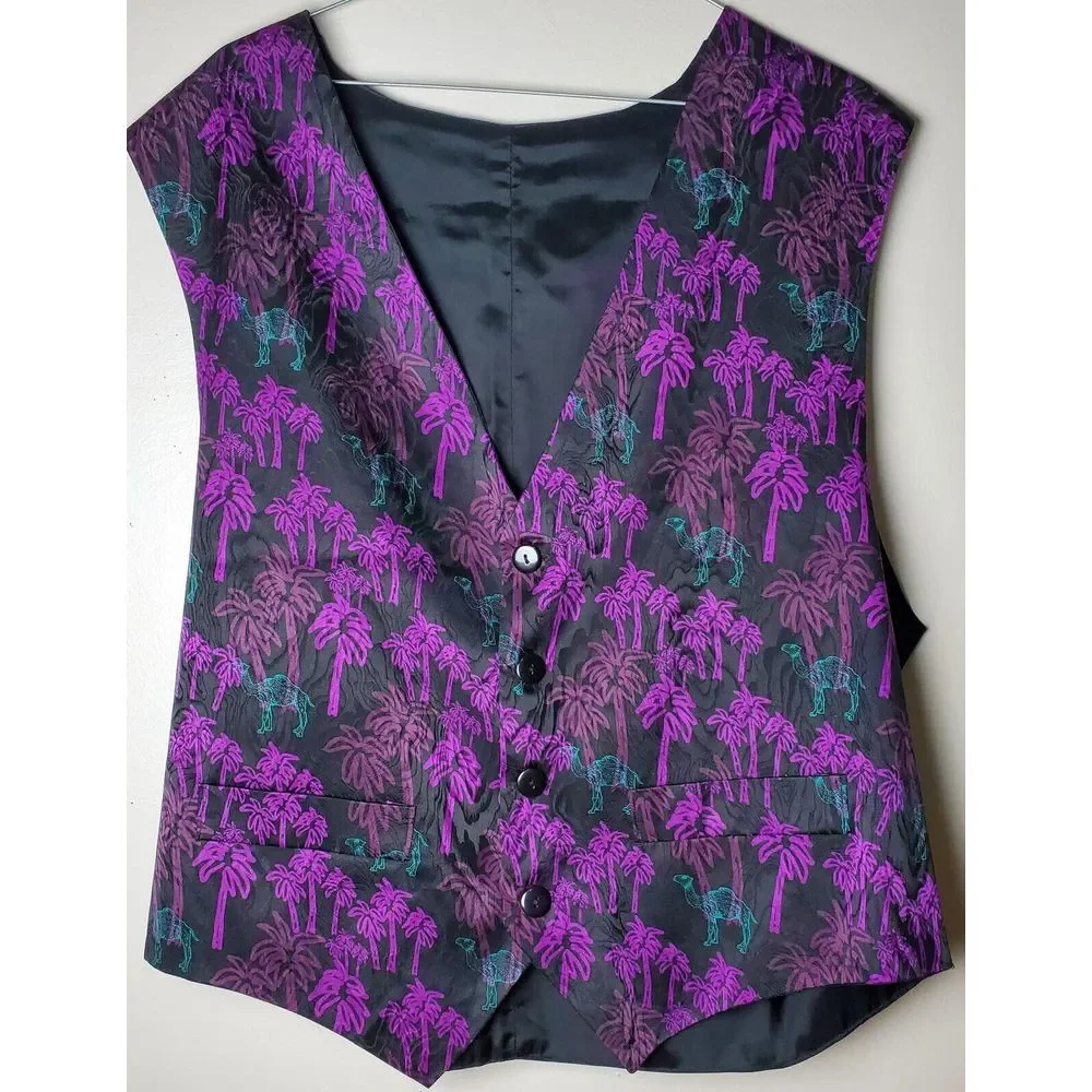 Vintage Imported Silk Blend Made In USA Camel Lightweight Button Vest XL